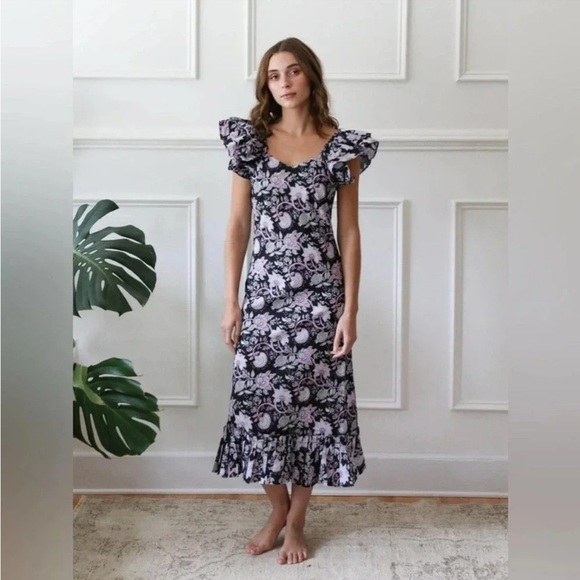 Mille Resort & Travel Klara Floral Midi Dress Size Medium - Picture 1 of 11